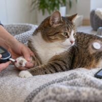 Monitorowanie glukozy u kota sensorem i glukometrem
